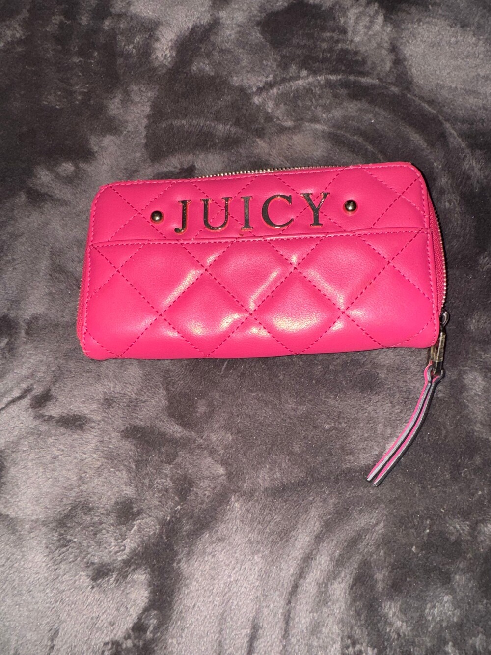 Juicy Pink Quilted Leather Wallet with Silver J Logo